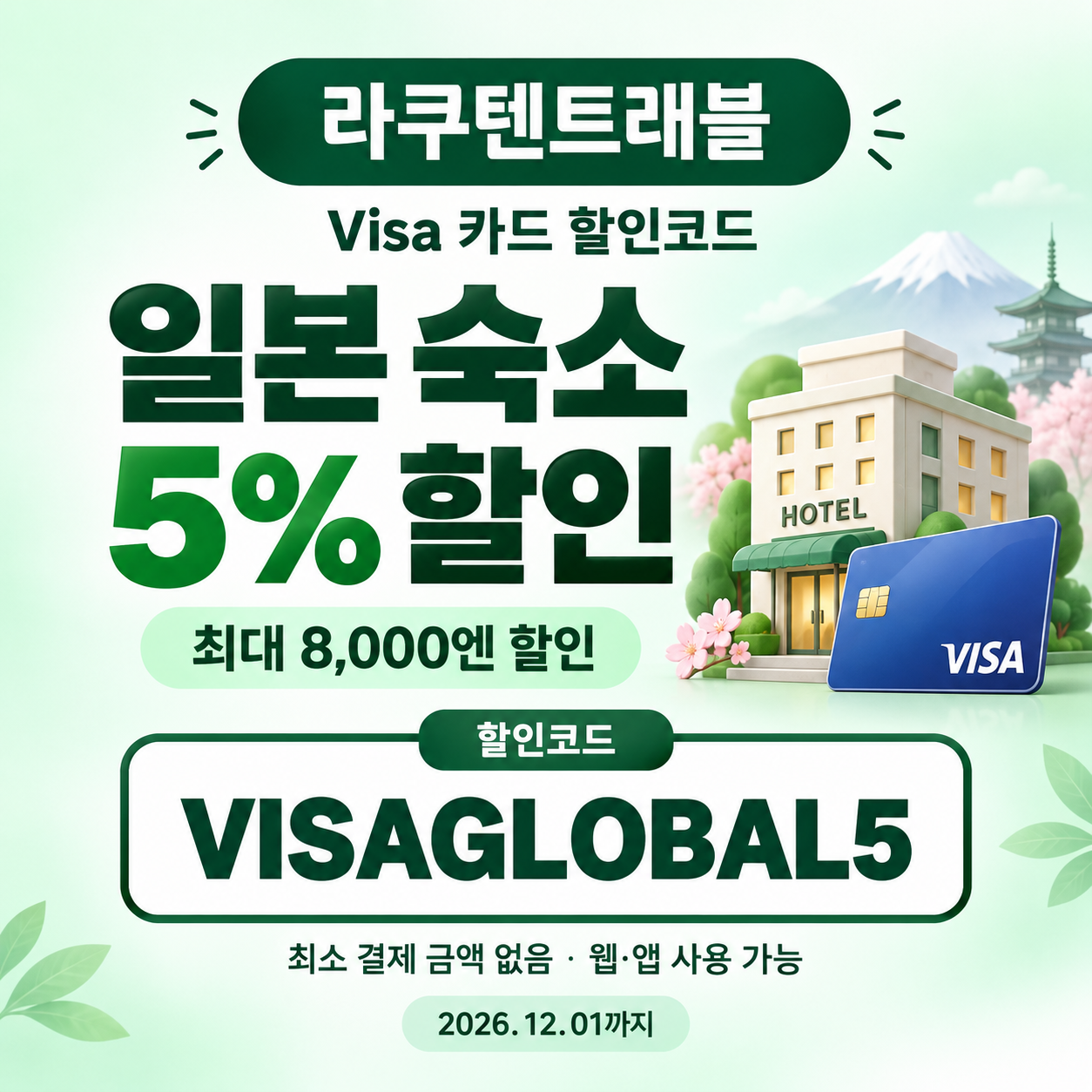라쿠텐트래블 Visa 5% 할인코드